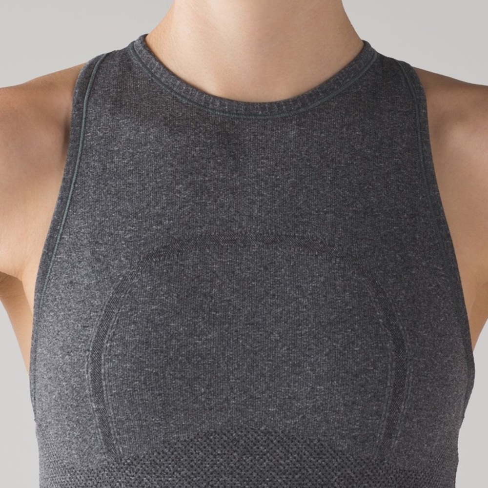 Lululemon Run Swiftly Tech Tank Top High Neck Heathered Black Gray 4 Racerback - Picture 4 of 12